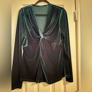 Elie Tahari Deep Green Velvet Blouse